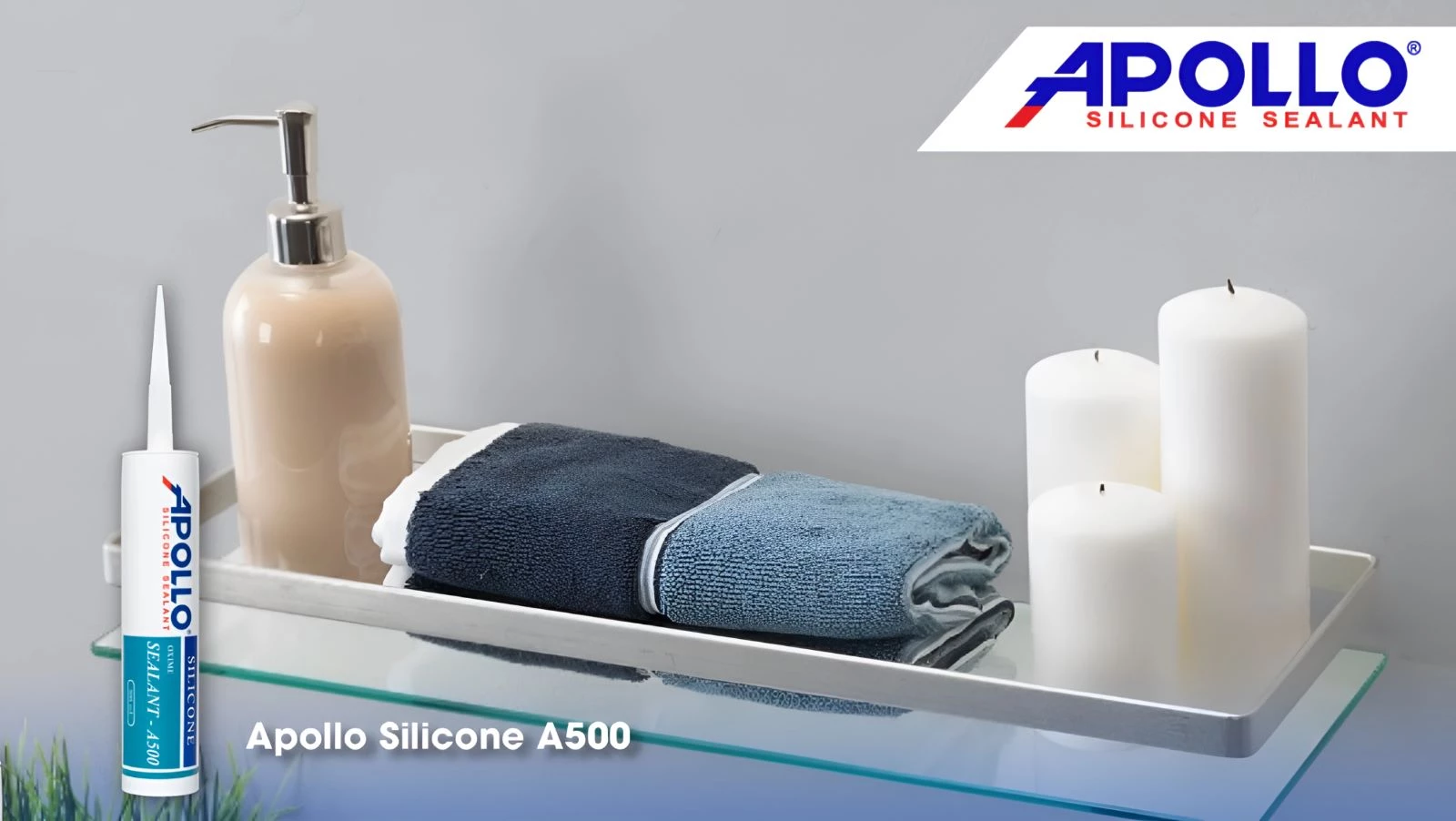 Với khả năng thấm nước A500 có thể được sử dụng để lắp kệ kính trong nhà tắm