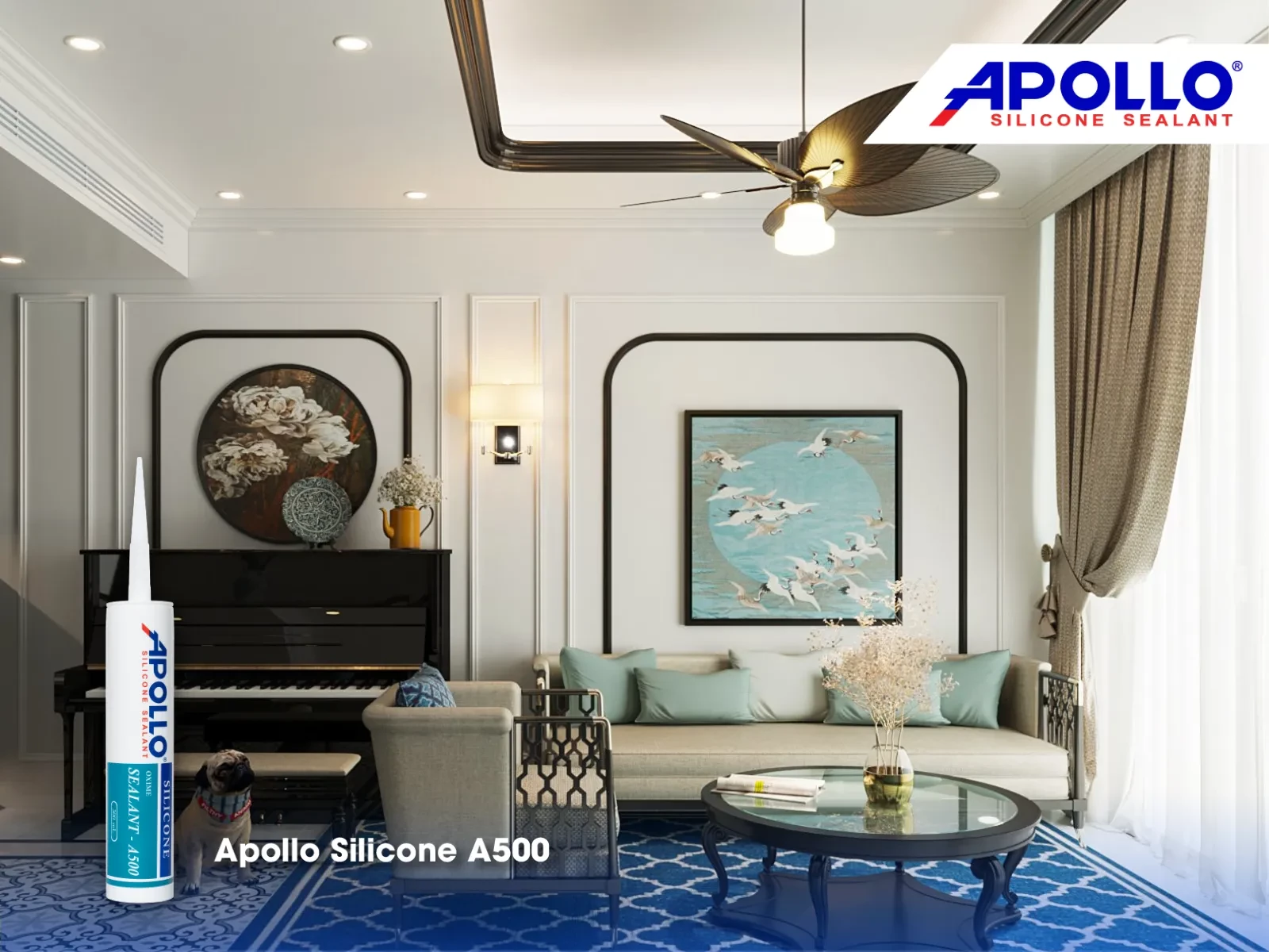Ứng dụng này của Apollo Silicone A500 màu đen cực kỳ phù hợp với việc trang trí nhà theo phong cách Indochine
