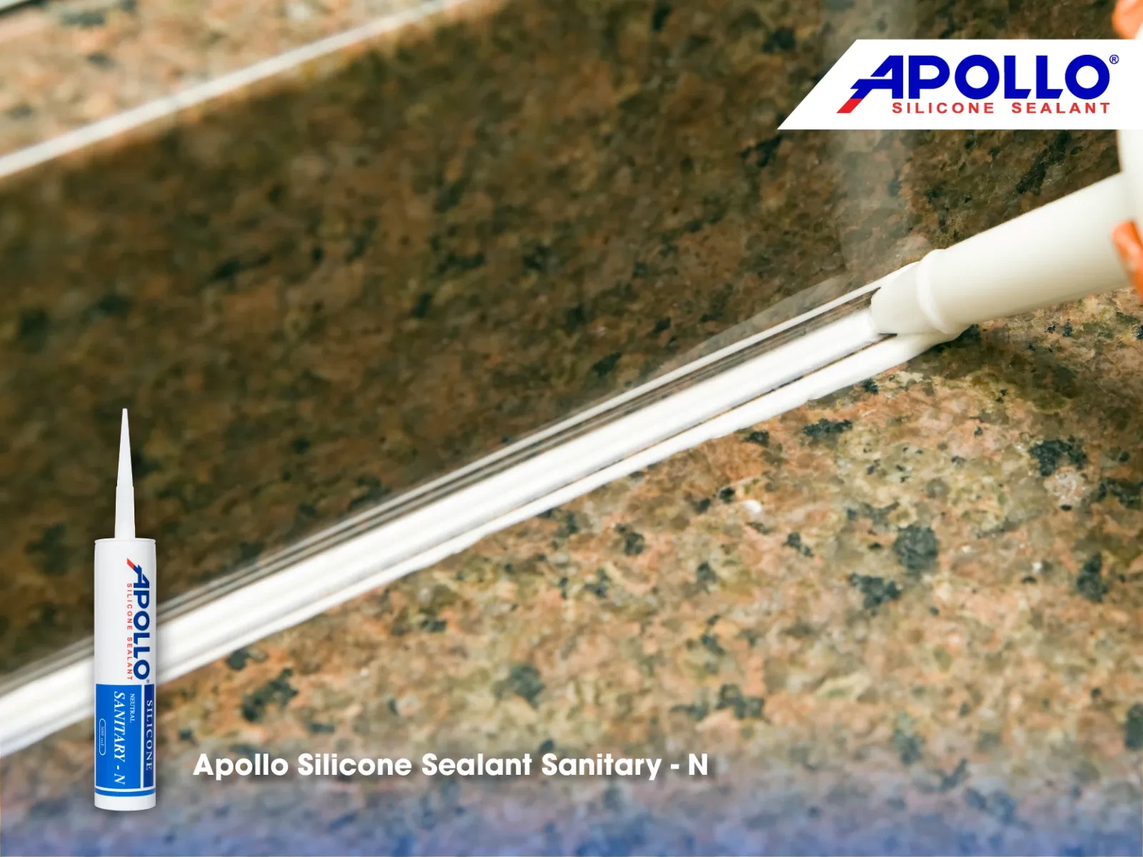 Sản phẩm Apollo Sanitary - N bám dính tốt trên mọi vật liệu có thể dùng để trám trét thẩm mỹ cho các vị trí khác trong nhà tắm 