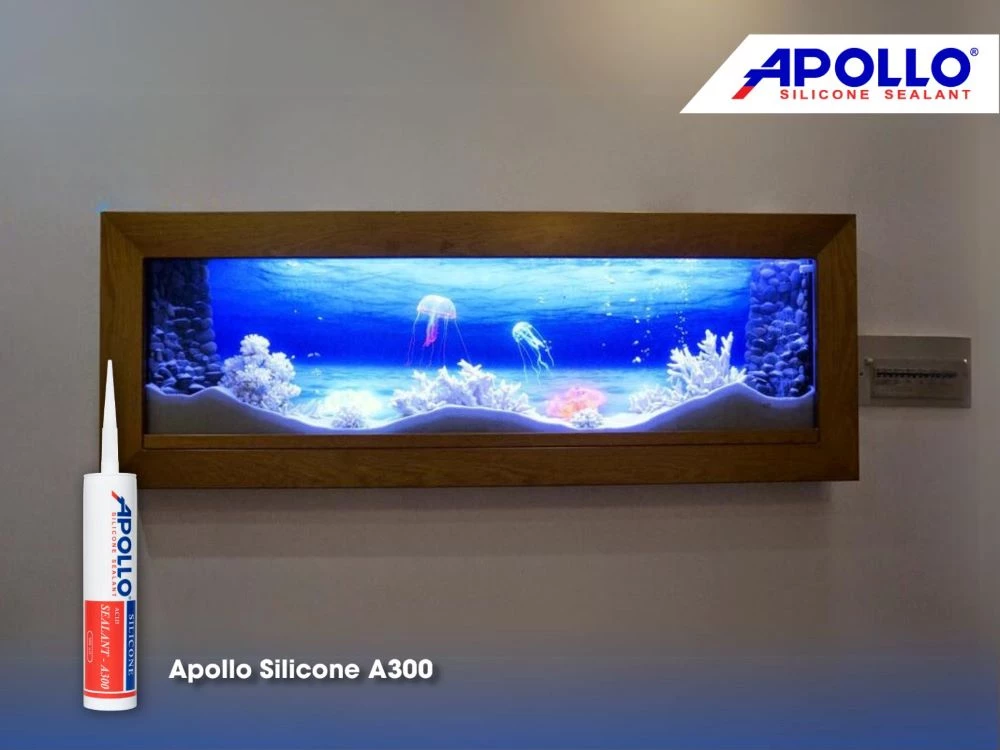 Thực hiện quy trình thi công hồ cá với keo Apollo Silicone với keo A300 mang lại vẻ đẹp thẩm mỹ cho không gian của bạn