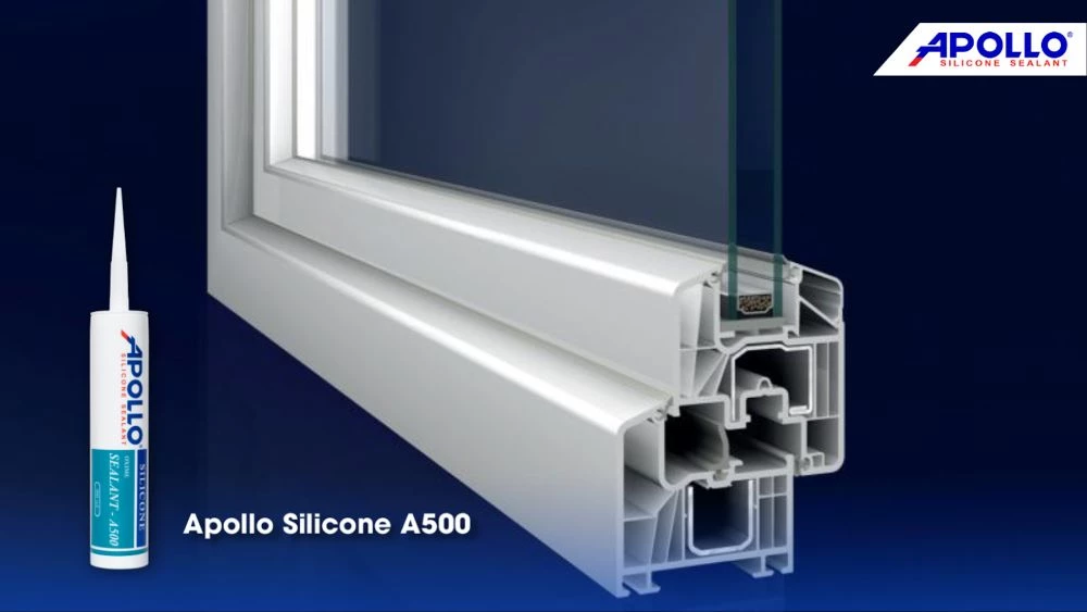 Apollo Silicone A500 chuyên dùng để trám viền cửa kính bằng nhựa giúp cửa sổ được bền lâu nhờ khả năng chống ẩm chống chịu thời tiết của A500