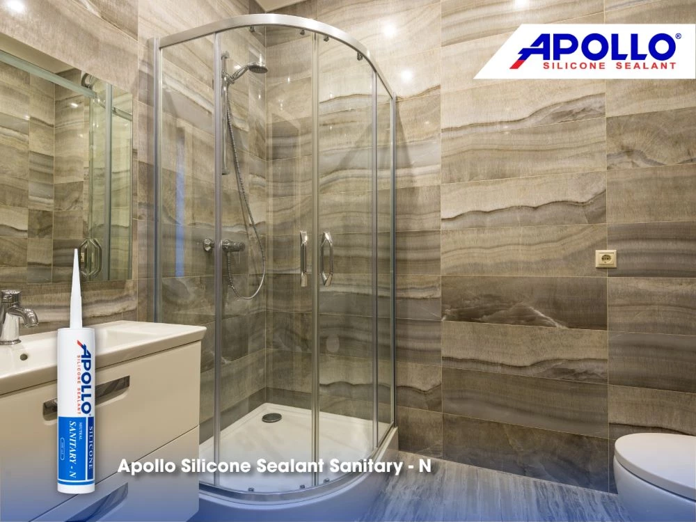 Keo chống thấm chuyên dụng Apollo Silicone Sealant Sanitary - N là giải pháp tối  ưu nhất để thi công vách kính phòng tắm